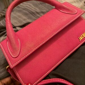 Jacquemus Hot Pink Top-Handle Satchel with Gold Logo